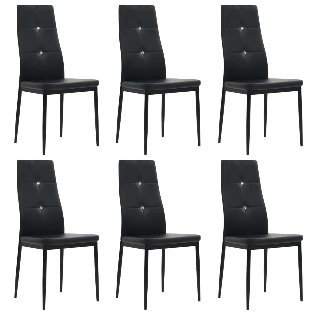 vidaXL Sillas de comedor 6 unidades cuero sintético negro