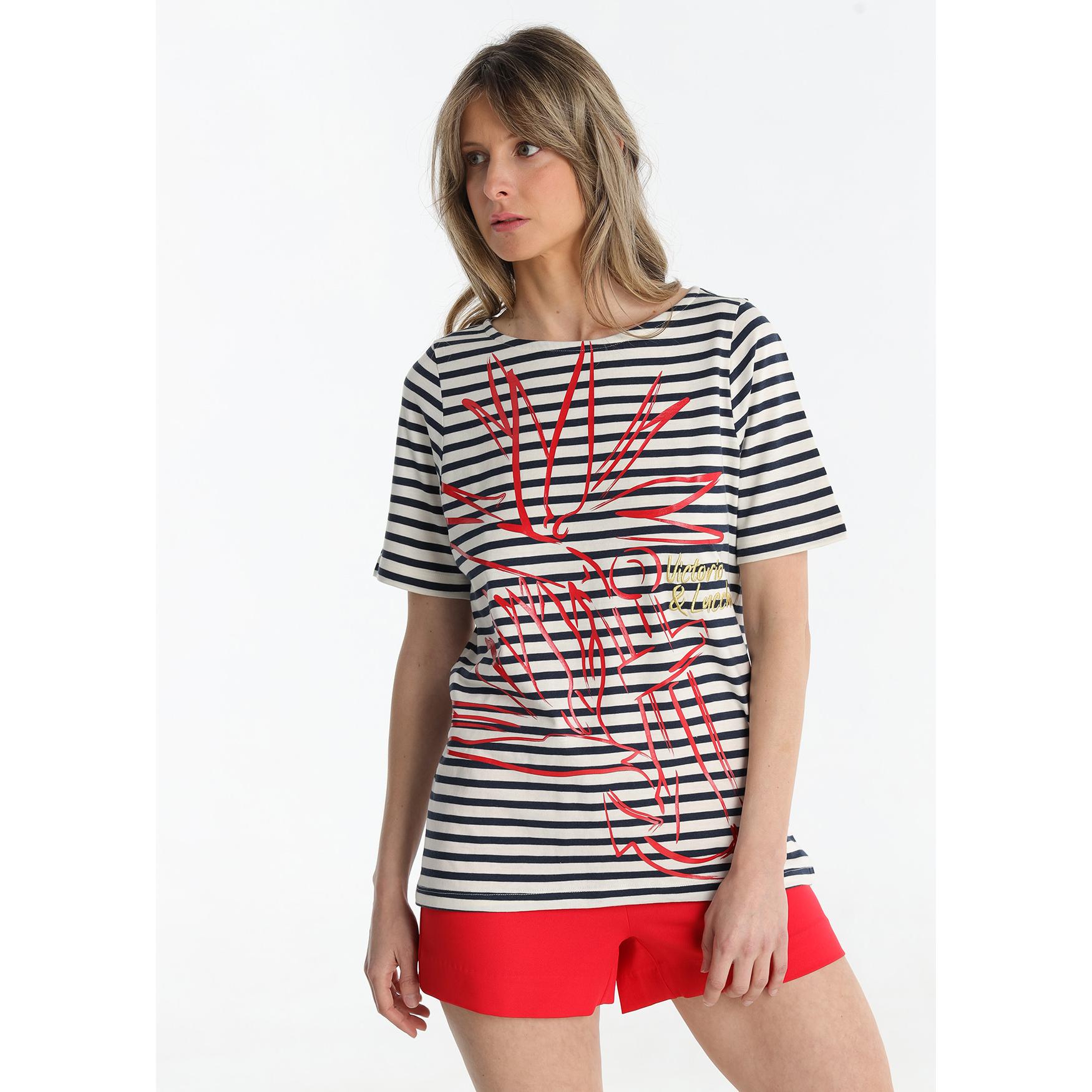 Victorio & Lucchino - Camiseta Franjas Gráfica Blue