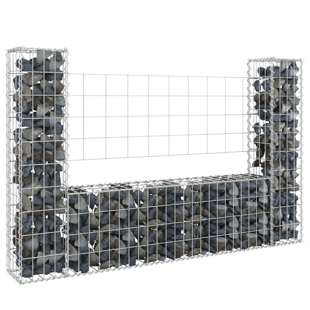 Cesta de Gaviones Vidaxl Forma de U 4 Postes de Hierro Dimensiones 140 X 20 X 100 Cm - Para Jardín
