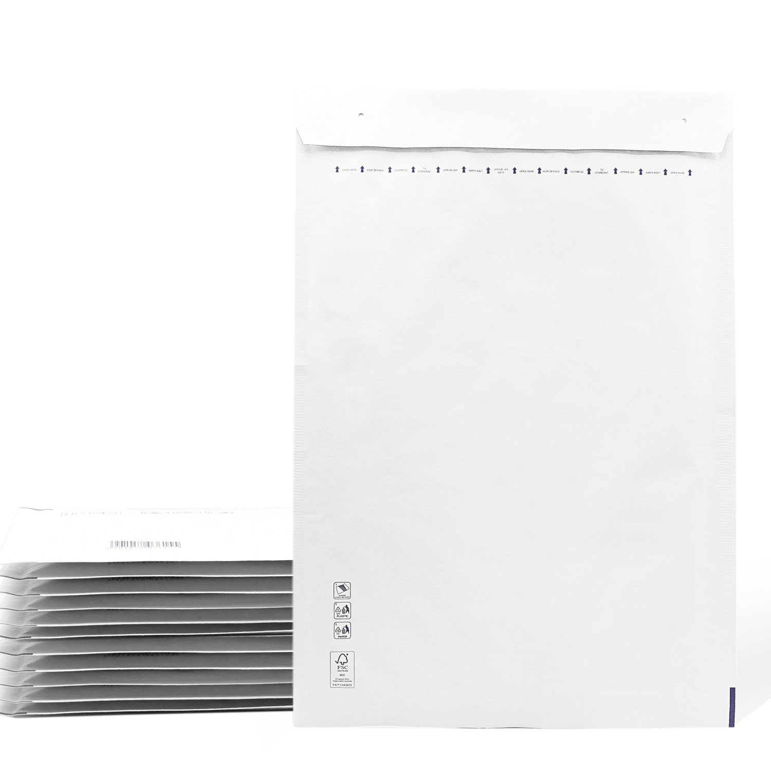 Sobres Acolchados, Sobres de Burbujas, Sobres Acolchados de Burbujas con Cierre Autoadhesivo, Bolsas para Envíos de Ropa, Sobres Acolchados color Blanco - SIDI (350x470mm, 100 uds)