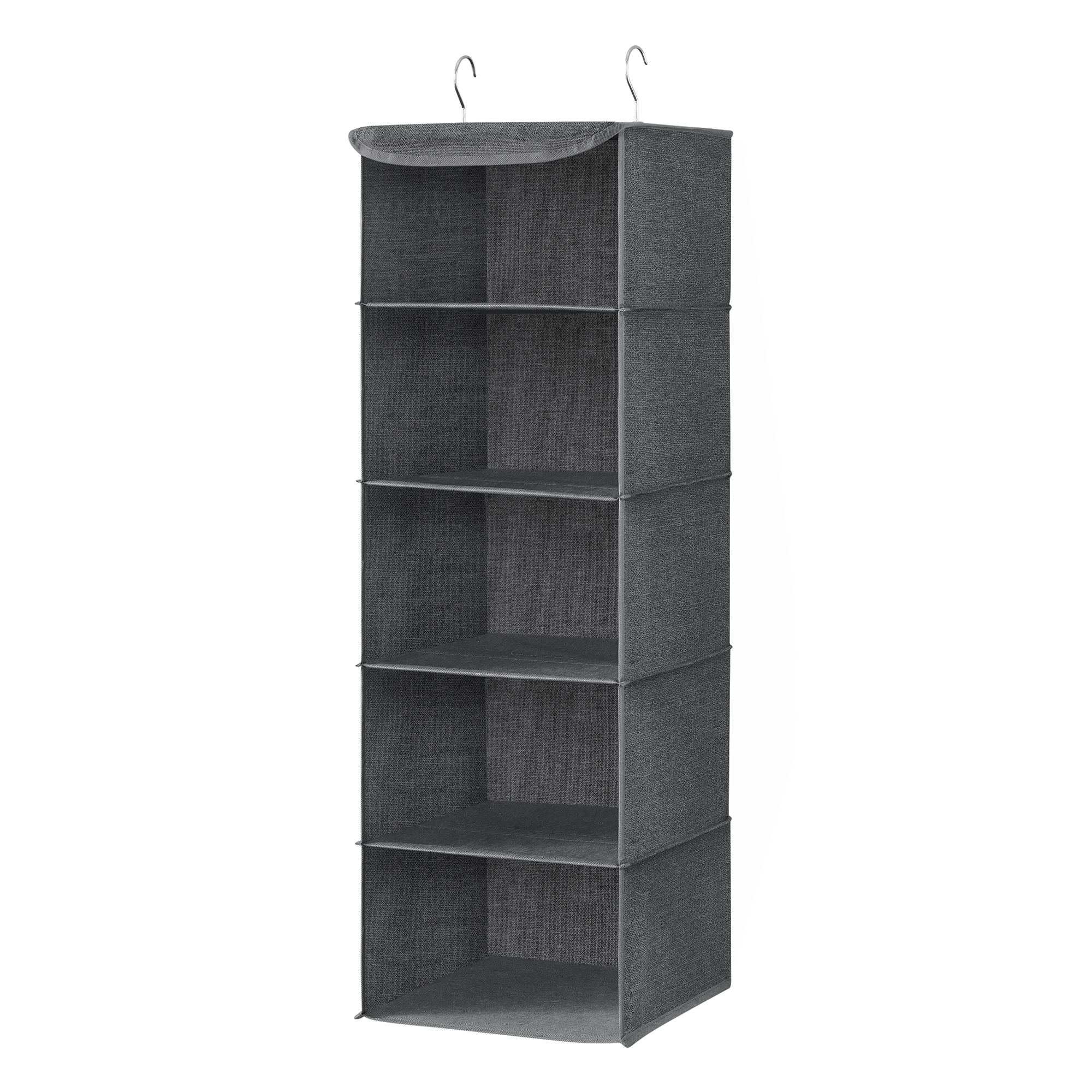SONGMICS Organizador Colgante, Bolsa Colgante de Armario, Plegable, Ahorro de Espacio, con Ganchos Metálicos, Refuerzo de Bambú, Patrón de Lino, Gris/Gris Claro