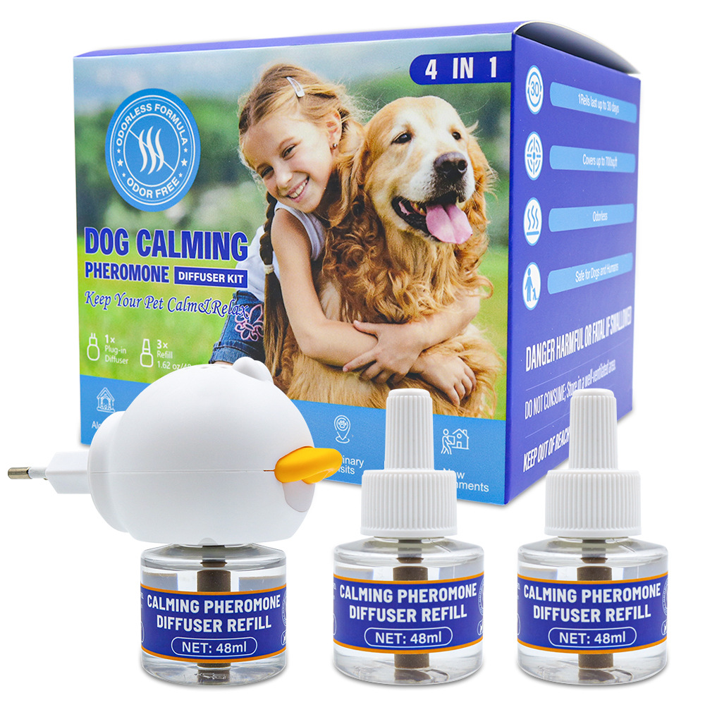 Difusor de feromonas para mascotas. Líquido que ayuda a reducir la ansiedad, calmar el estrés y prevenir reacciones de miedo. Versión con calefacción eléctrica.