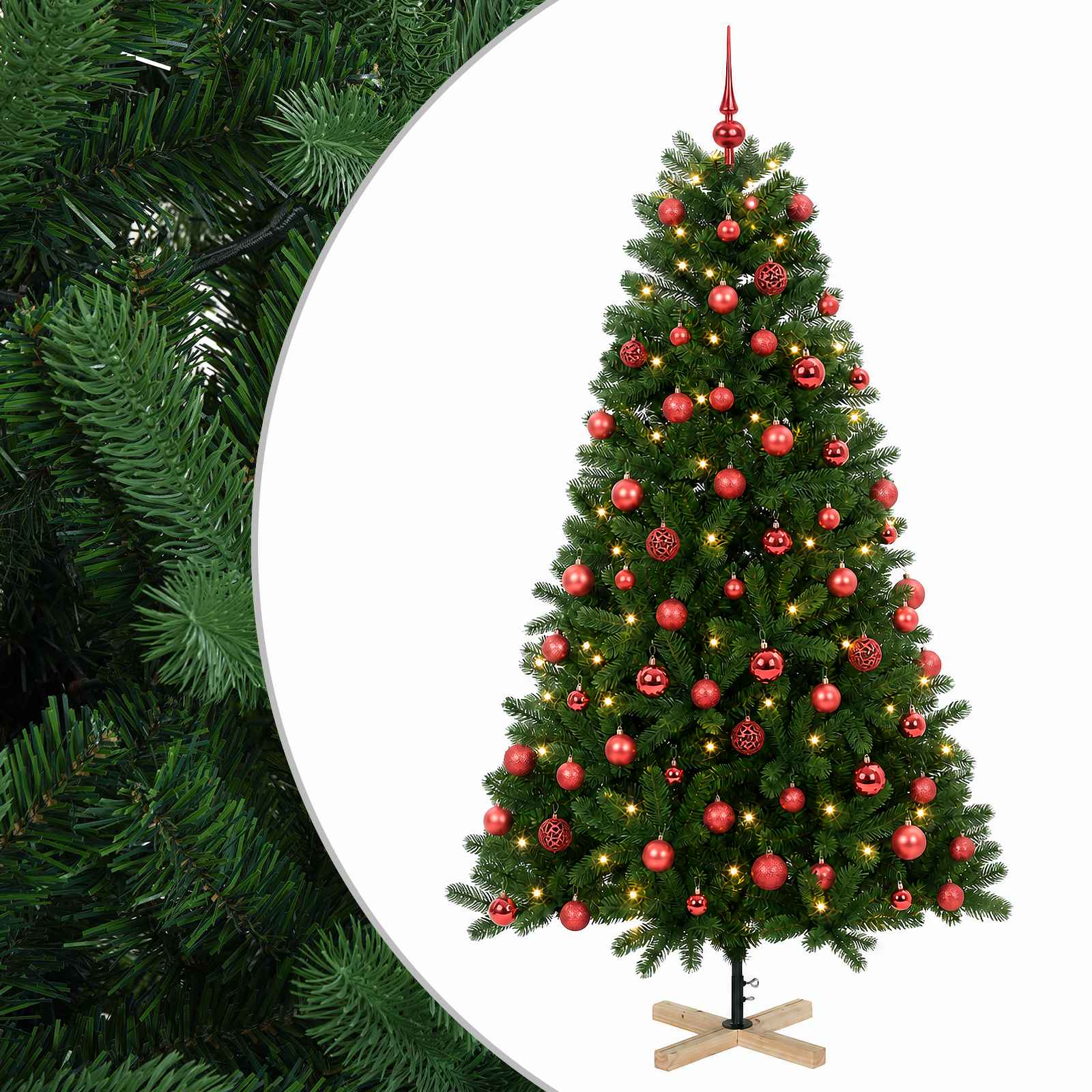 vidaXL Árbol de Navidad artificial con bolas 210 cm 300 LED