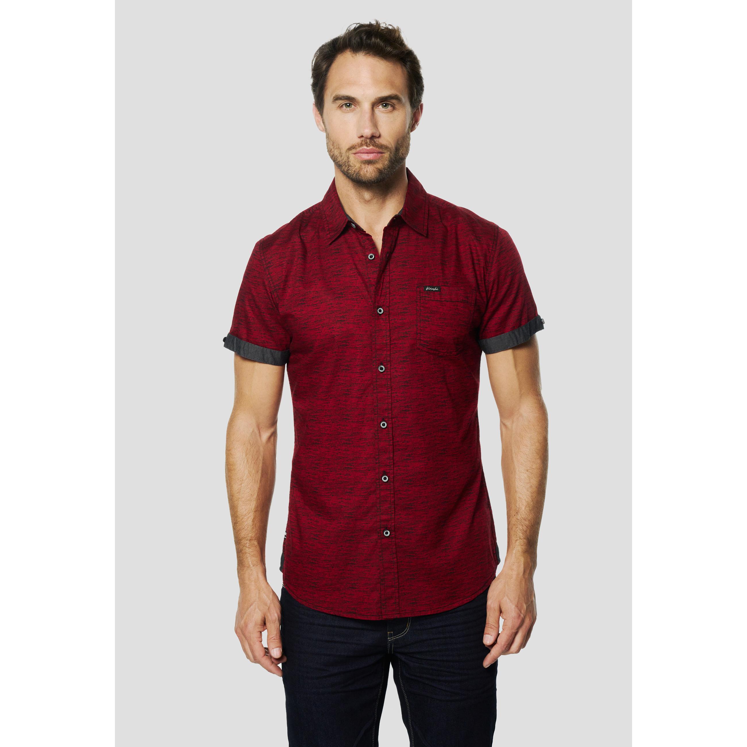 Koroshi - Camiseta hombre manga corta de popelín 100% algodón con bolsillo de pecho, transpirable y versátil para primavera y verano