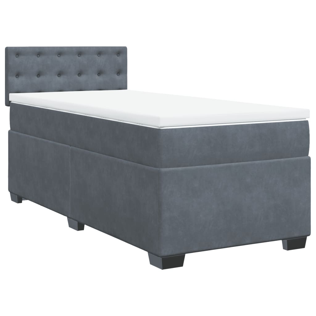 vidaXL Cama box spring con colchón terciopelo gris oscuro 90x190 cm