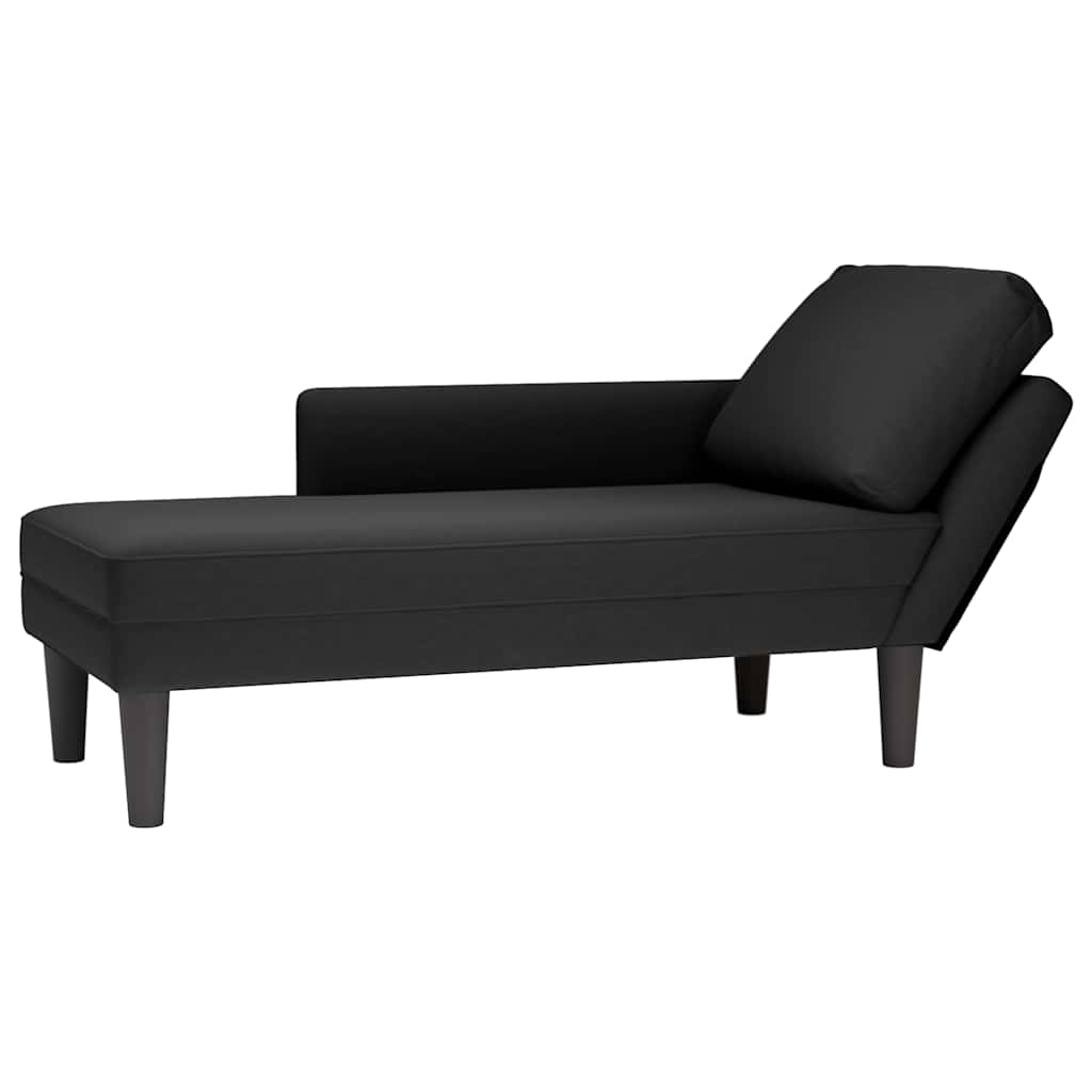 vidaXL Tumbona con almohada y reposabrazo derecho terciopelo negro