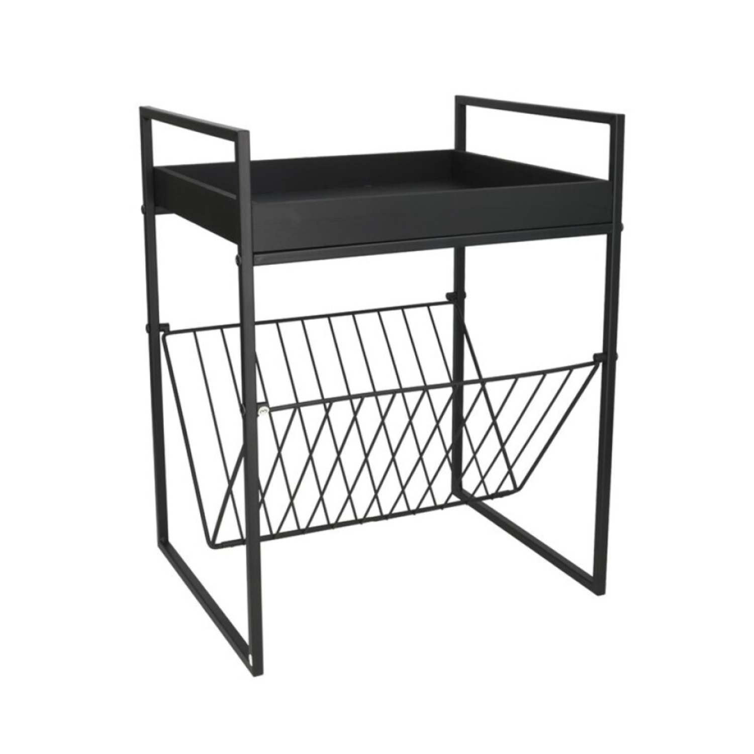 Start Electric | Mesa Auxiliar de Acero y Madera con Revistero Oval LOFT, Dimensiones 50x27x54 cm, Diseño Compacto y Funcional para Hogar u Oficina | Marca Gerimport