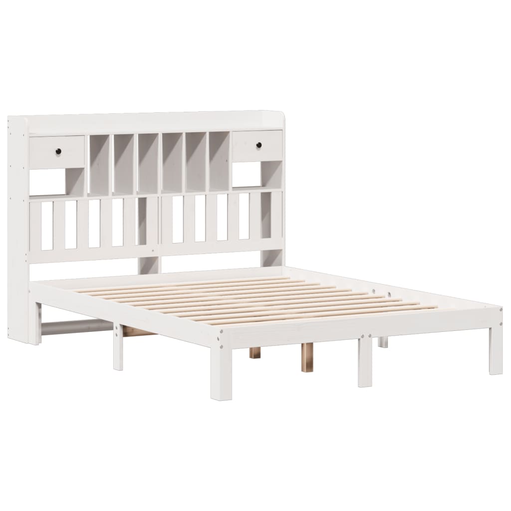 vidaXL Cama con estantería sin colchón madera maciza 140x200cm