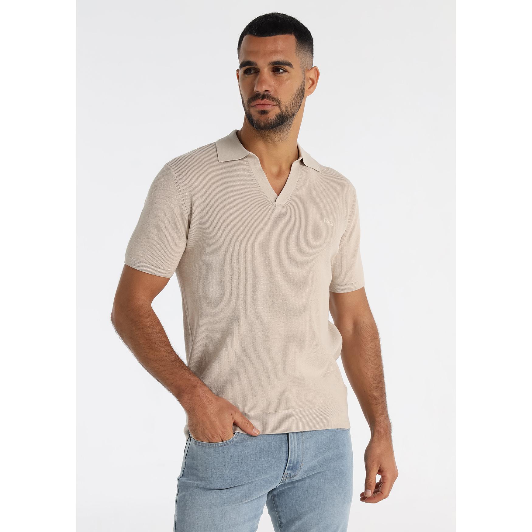 LOIS JEANS - Polo de Tejido Ottoman con Textura de Rayas Beige