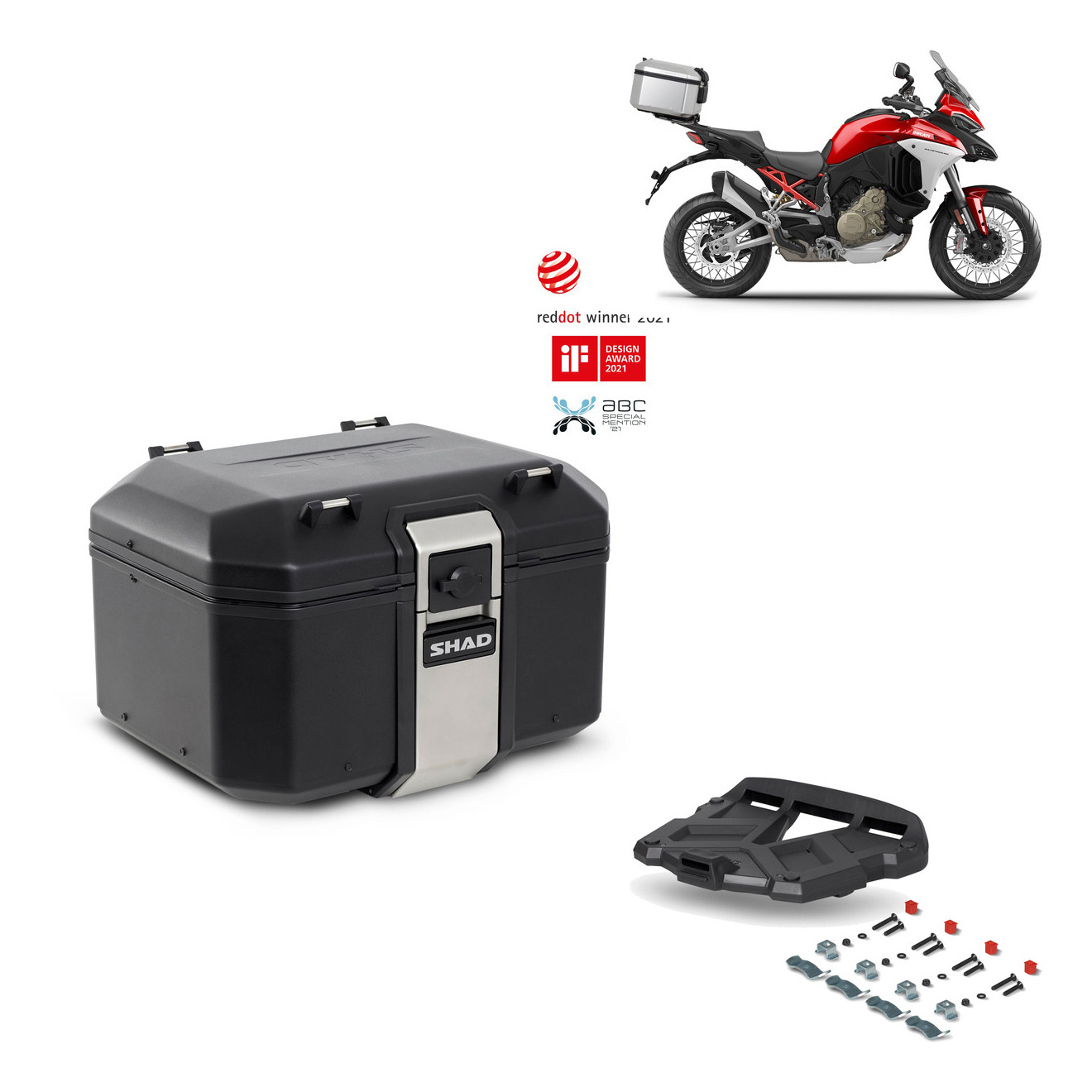 Baul Trasero + Parrilla + Soporte Montaje Tr48 Terra Black Edition KIT-453144