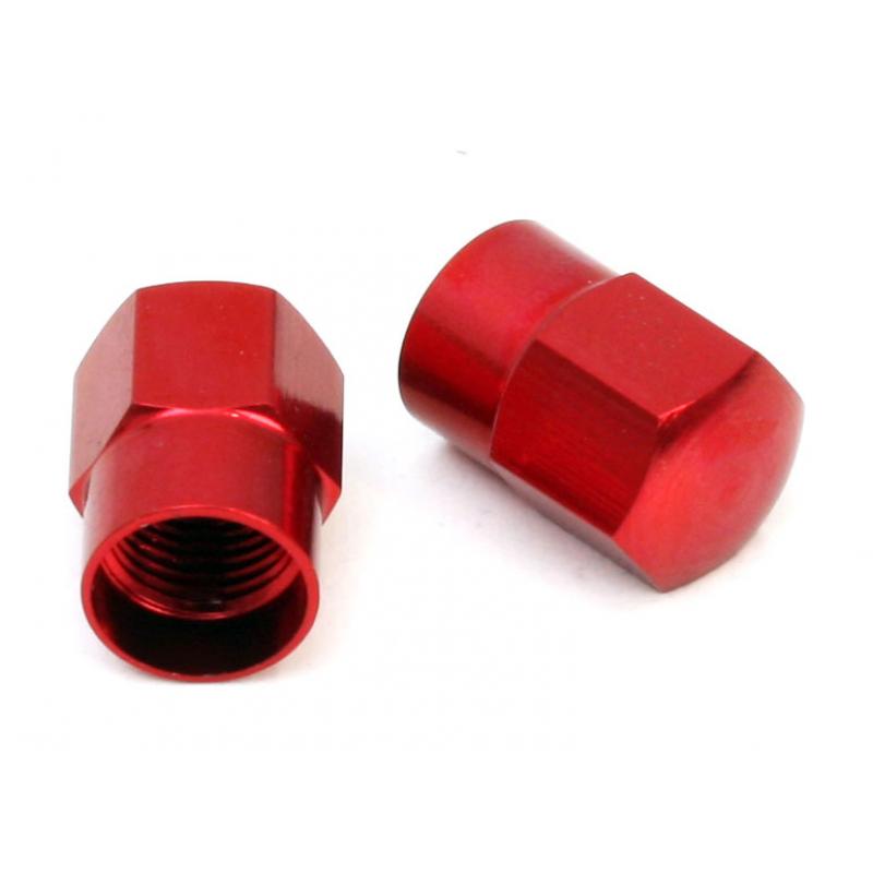 MSC | Tapones De Válvula SV Rojo - Con junta de goma incluida en el interior. Material: Aluminio 6061. Color: Rojo. Peso según fabricante: 2.5 grs (par). Blister de 2 unidades.