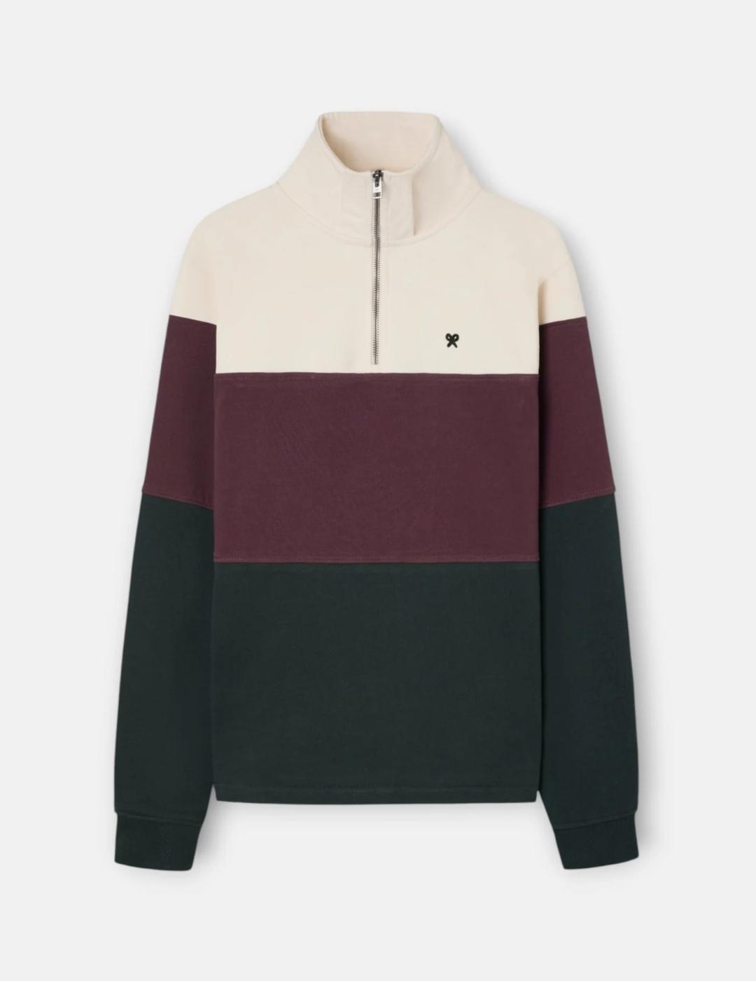 SILBON SUDADERA ZIP BEIGE VERDE