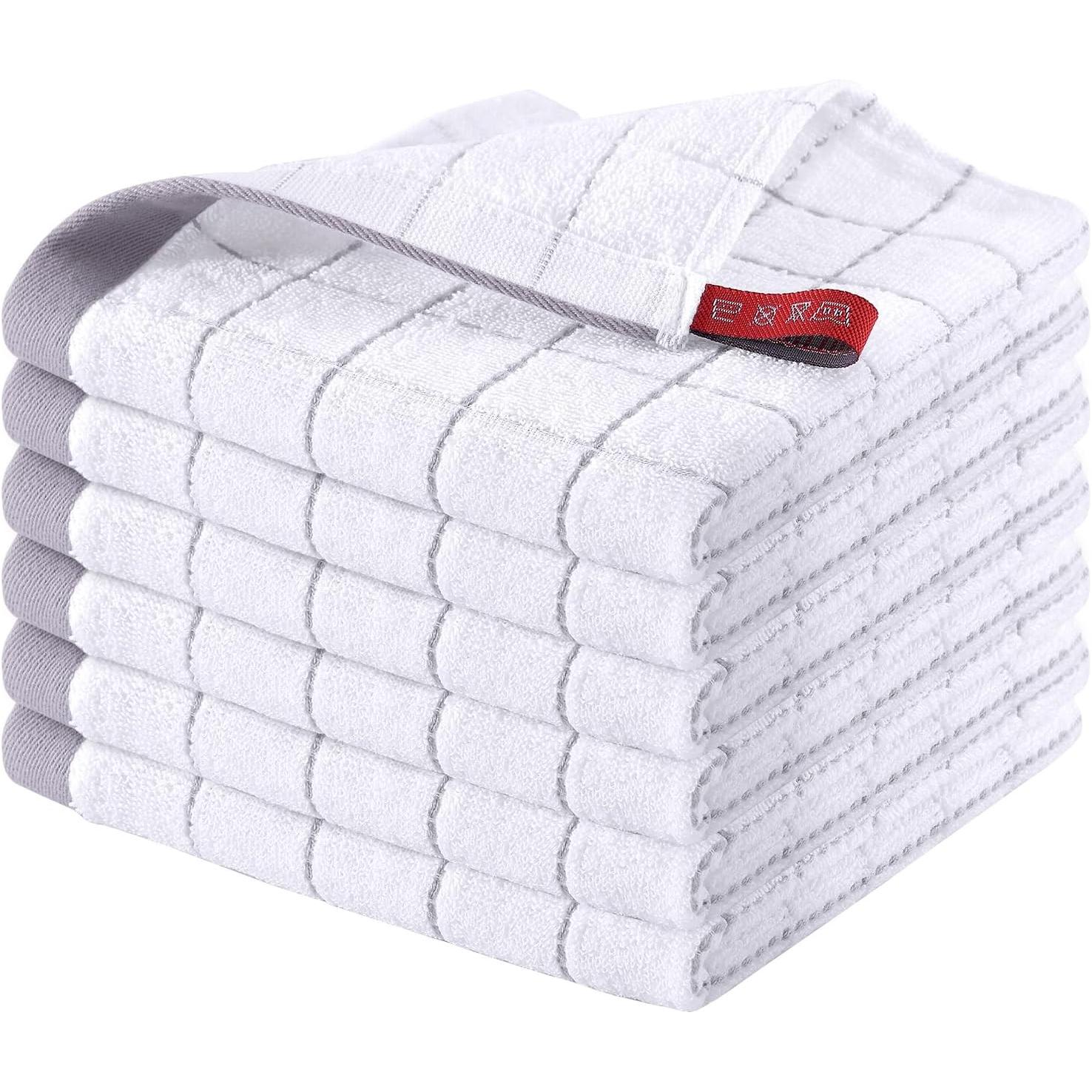 6 Pack Toallas De Cocina De Algodón Puro Terry Ultra Suaves Y Absorbentes Tamaño 12x12 Pulgadas Para Lavar Platos Y Limpieza