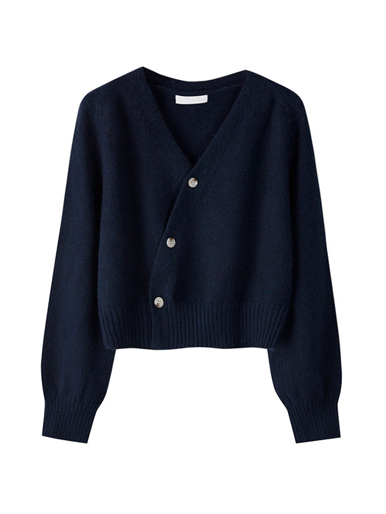 TK Cardigan De Punto Para Mujer Otoño Invierno Con Botones Asimétricos Cuello En V Manga Larga Suéter De Cashmere Suave Y Suave Estilo Coreano