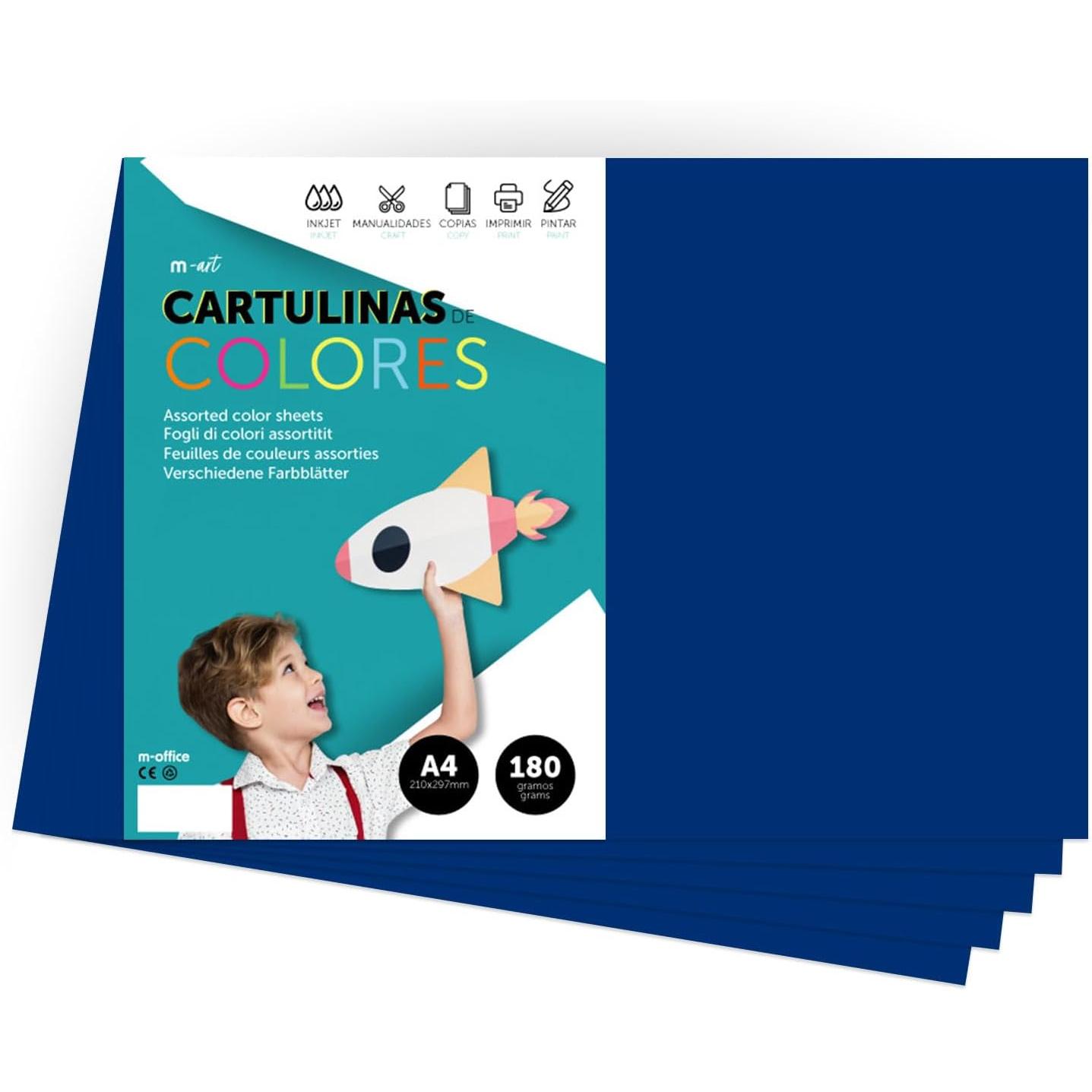 Cartulina de Colores, Cartulina Grande 50x65cm Colores Claros e Intensos, Cartulinas Colores 180gr para Manualidades, Diseños Creativos y Proyectos de Arte · m-office (x125 hojas, verde oscuro)