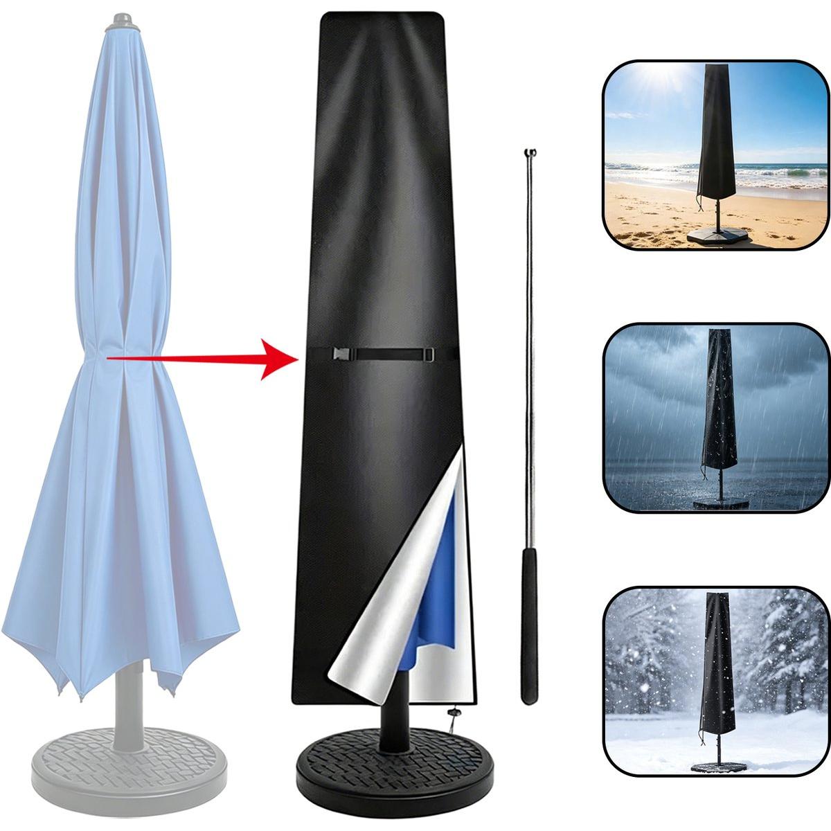 Funda para sombrilla – Funda protectora impermeable – Apta para sombrillas con un diámetro de 2,7 a 3,3 metros – Incluye mástil – Tejido Oxford – Funda para sombrilla de jardín – Funda para sombrilla de exterior – Apta para sombrillas voladizas – 190 x 50