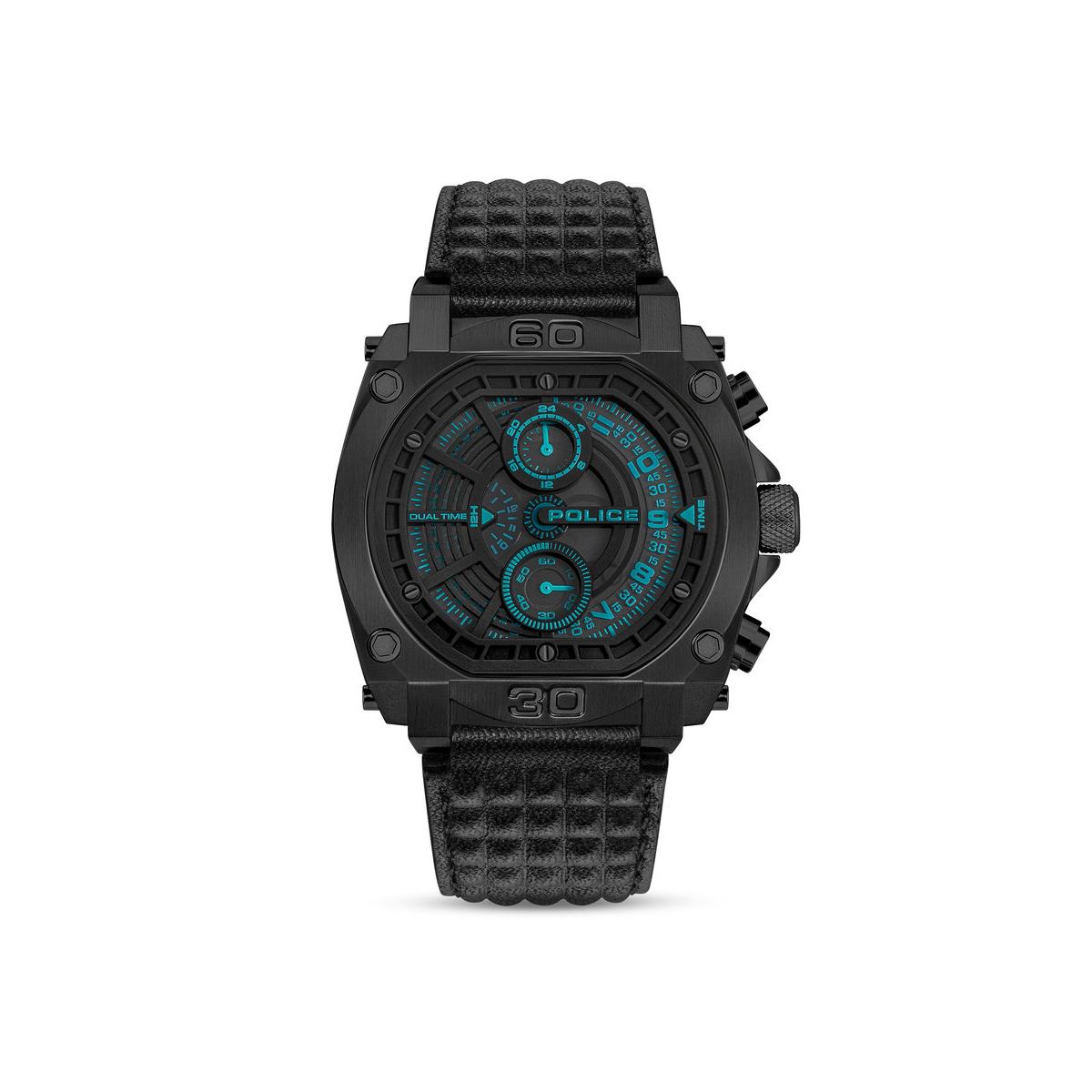Police Reloj Hombre Caja De Acero Pulsera Piel Sintetica De Color Negro Resistente Al Agua 5 Atm Pewgf0040001