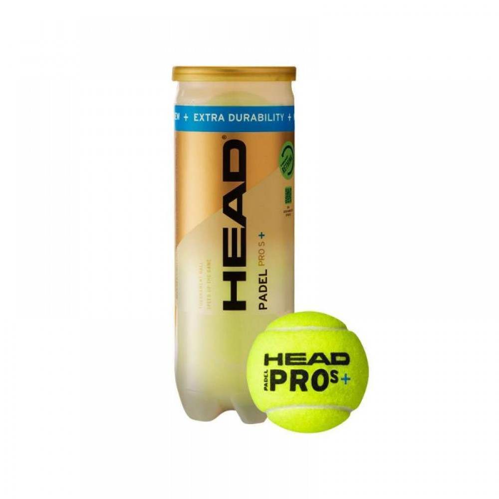 Head Pro S+ Bolas de Pádel – Bote de 3 Pelotas Oficiales | Mayor Durabilidad, Rebote Constante y Rendimiento Profesional