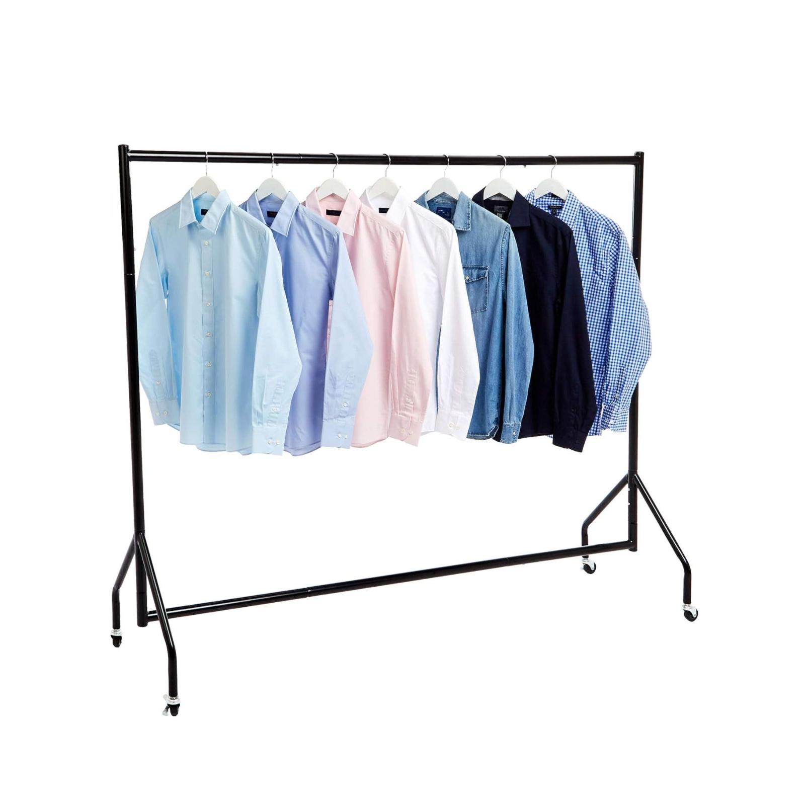 ORION91® - Unidad - Perchero con ruedas 180 x 150 cm, soporta hasta 75 kg, negro mate, montaje sin herramientas - spaziOrion91