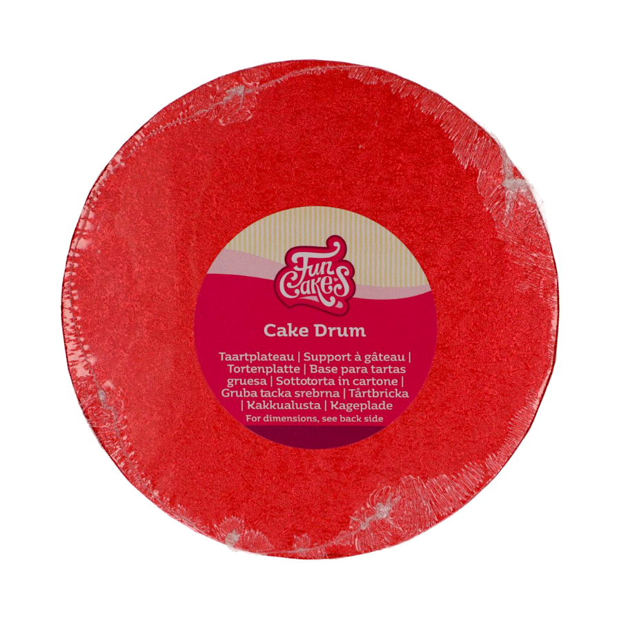 Glotomania - CAKE DRUM REDONDO ROJO (FUNCAKES) - 20 CM Ø - Cartón Resistente - Uso Alimentario
