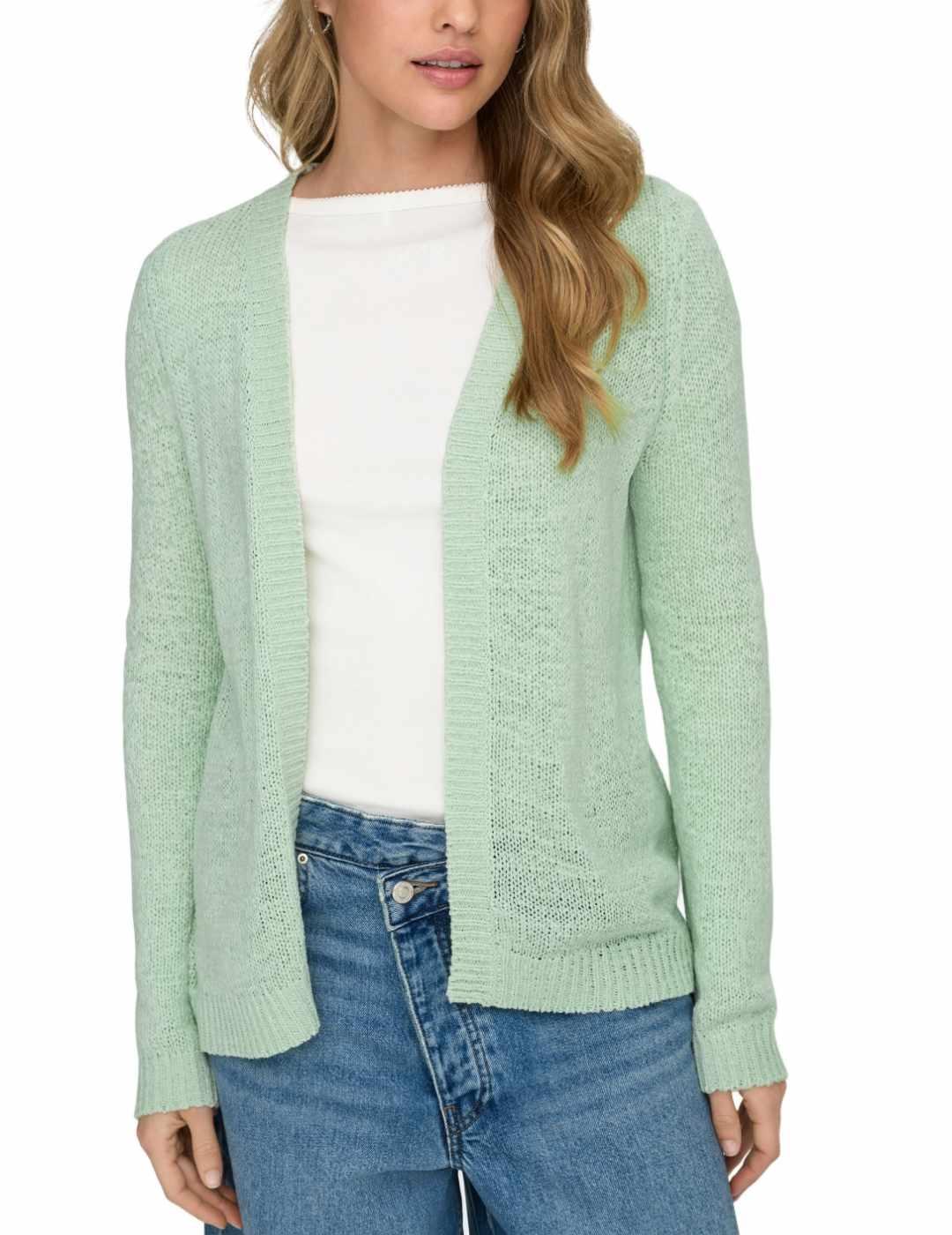 Cárdigan Only Genna verde menta calada sin cierre para mujer