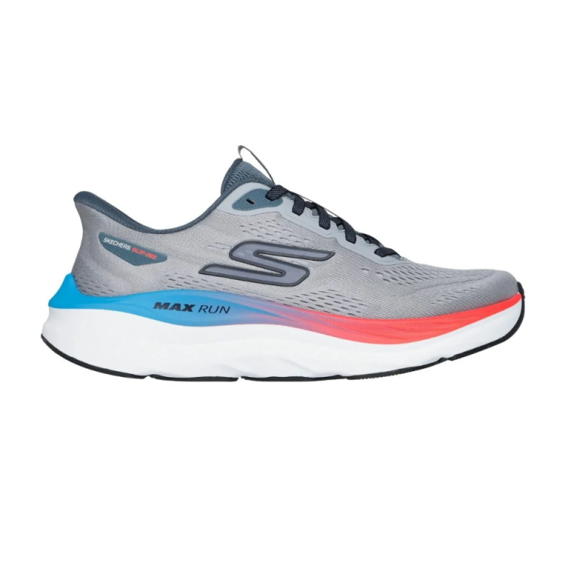 Zapatillas Grises Skechers Max Run 221000 Hombre Running Slip-ins