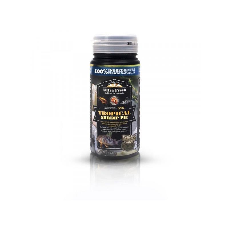 Ultra Fresh Tropical Shrimp Pie 120ml Azoo - Tabletas para Corydoras y Peces de Fondo - Alimento en Tabletas para Peces Tropicales - Reforzado con Probióticos