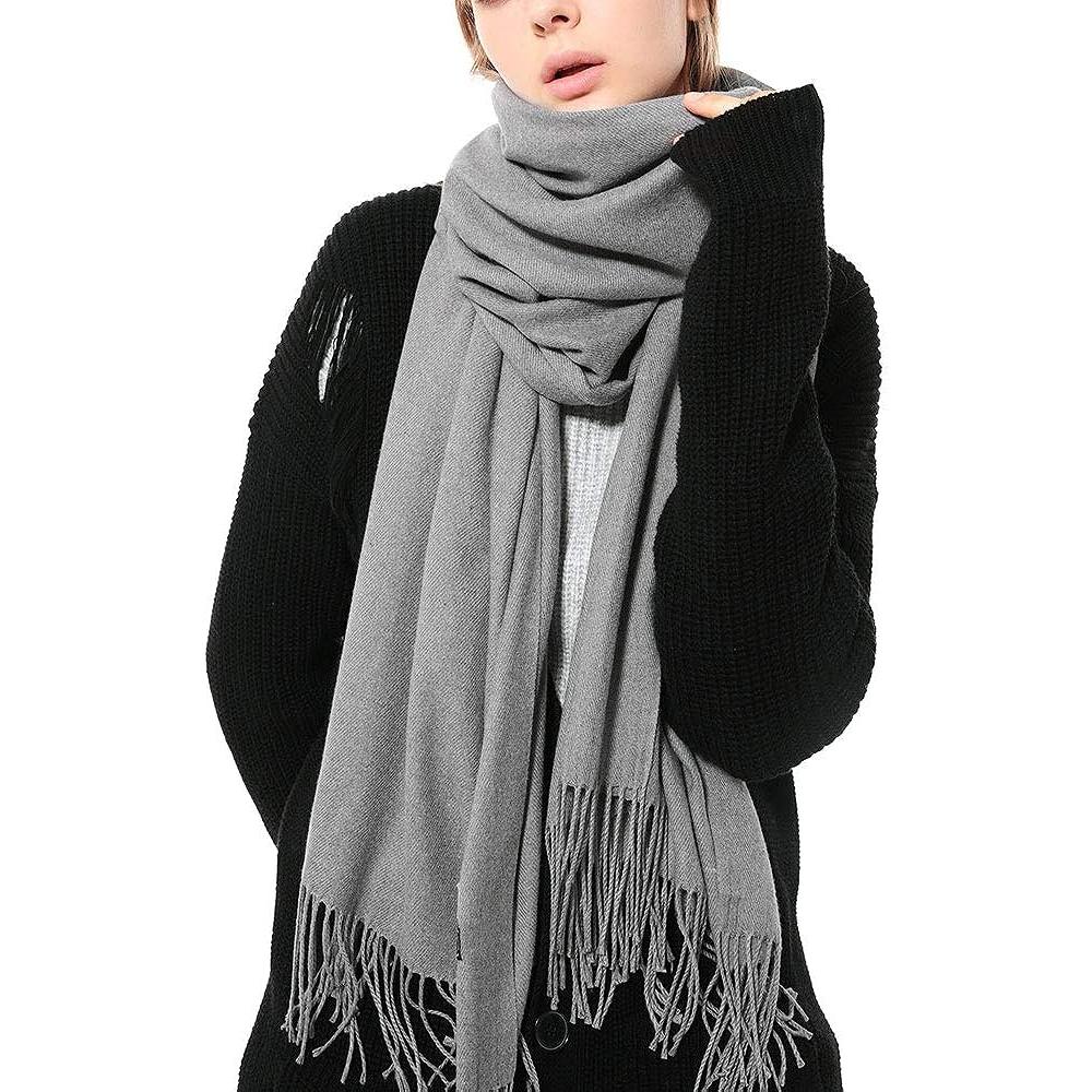 Mujeres grueso suave cachemir lana chal bufanda Wrap - cálido color sólido Estola