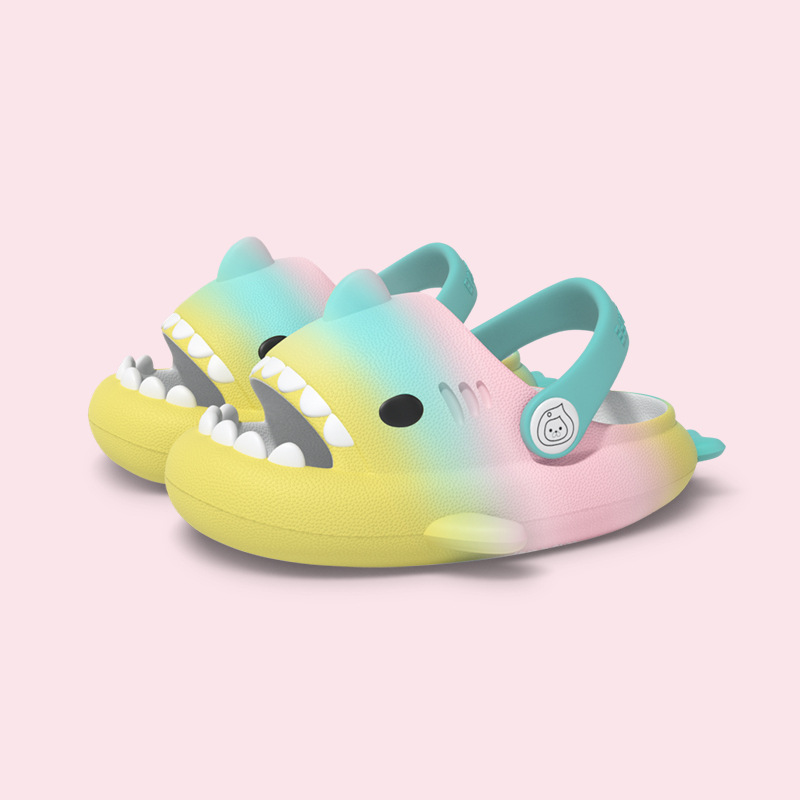 CA Zapatos con agujeros y correa de arcoíris populares para niños, lindas sandalias de dibujos animados para niños y niñas pequeños.