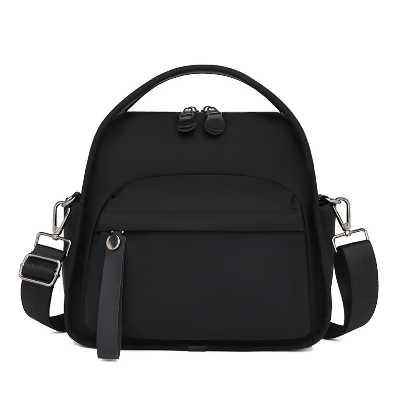 Bolso bandolera de nailon ligero para mujer; bolso suave informal pequeño y lindo, equipado con asas superiores y bolsillos con cremallera, diseño de múltiples bolsillos