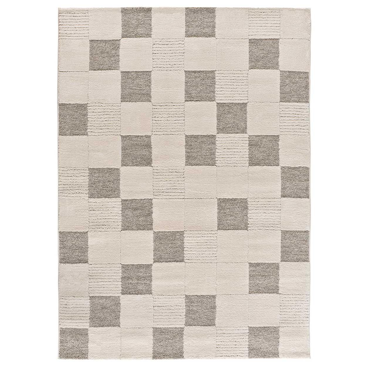 ATTICGO Alfombra de Interior de Estilo Geométrico con relieve en Crema - VERONA 2259 | 80X150, 120X170, 160X230 cm