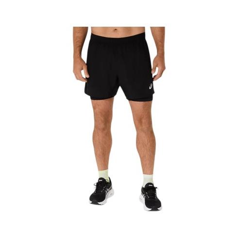 Short Asics Core 2 En 1 De 5" Negro 2011D218-001 Hombre Running Pantalon Con Malla