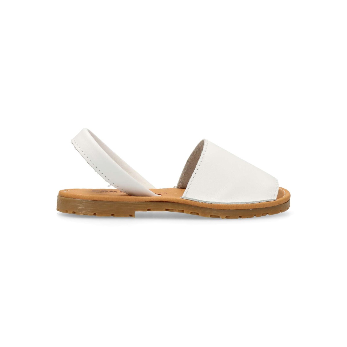 Peke's by Vanessa - Sandalias menorquinas mallorquinas de piel napa para niño, suela antideslizante flexible y ligera con planta acolchada, color blanco y suela caramelo