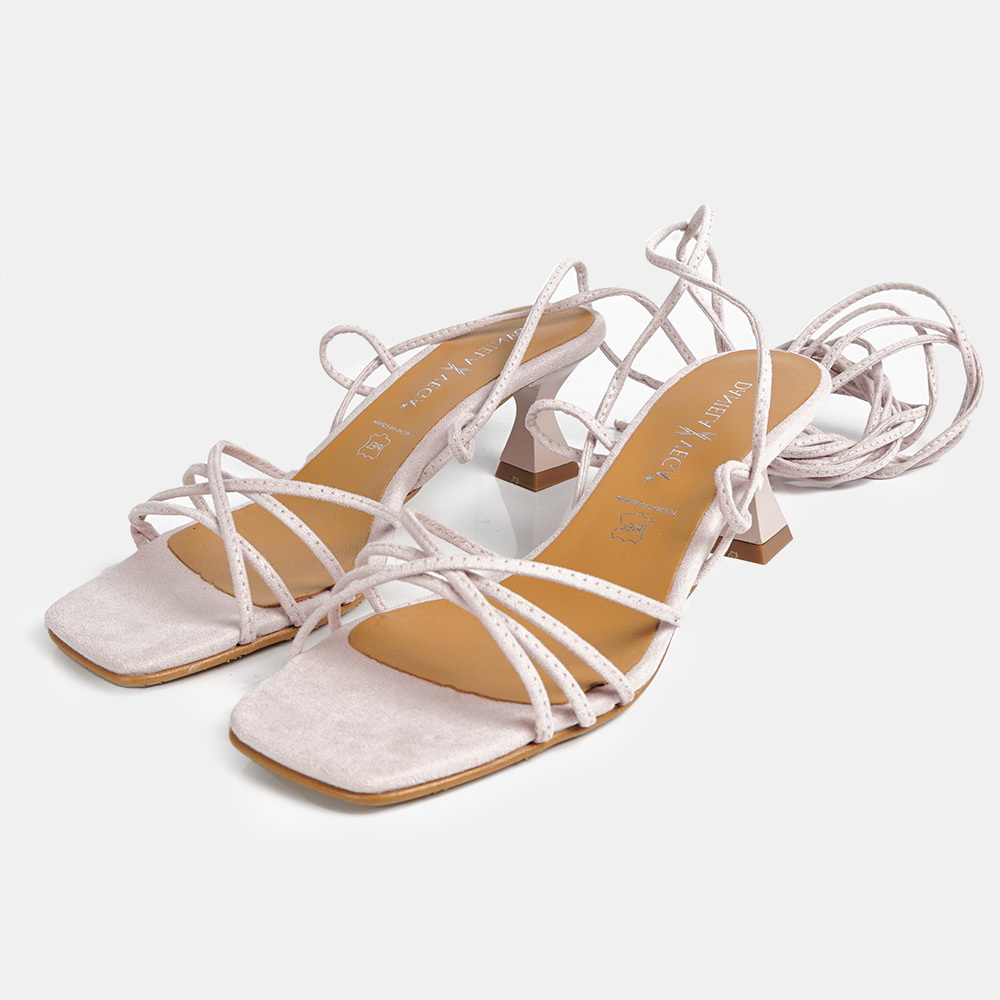 1990s Sandalias de Piel con Tacón Alto y Tiras Trenzadas para Mujer