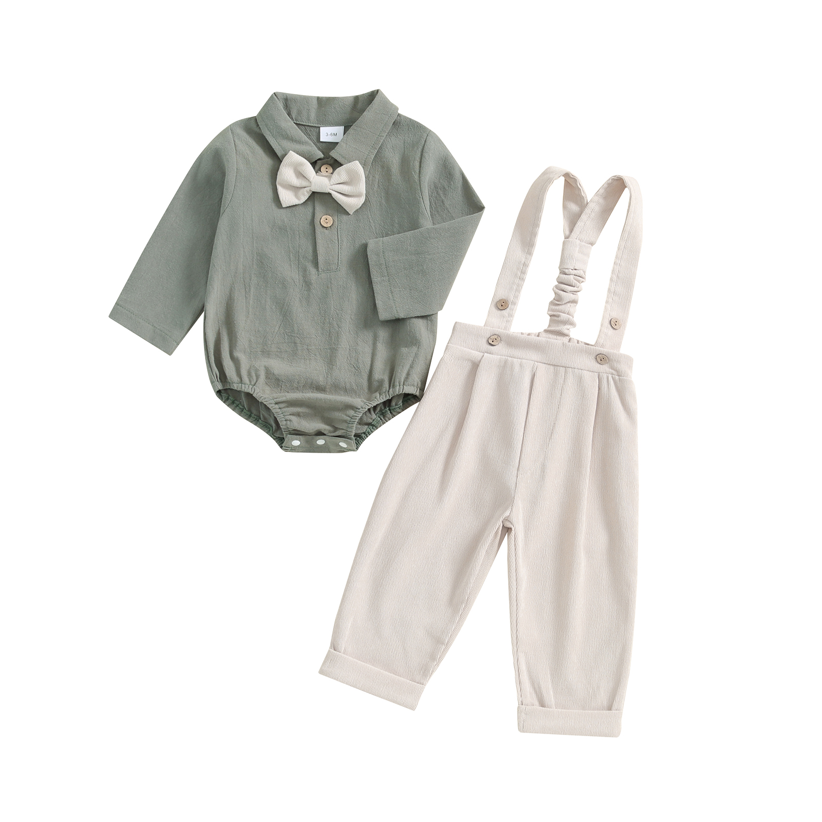 TK Conjunto De Ropa Para Bebé Niño Con Camiseta De Manga Larga Y Pantalones Con Lazo Y Suspensión Estilo Casual Para Todas Las Estaciones Material Algodón Y Poliéster
