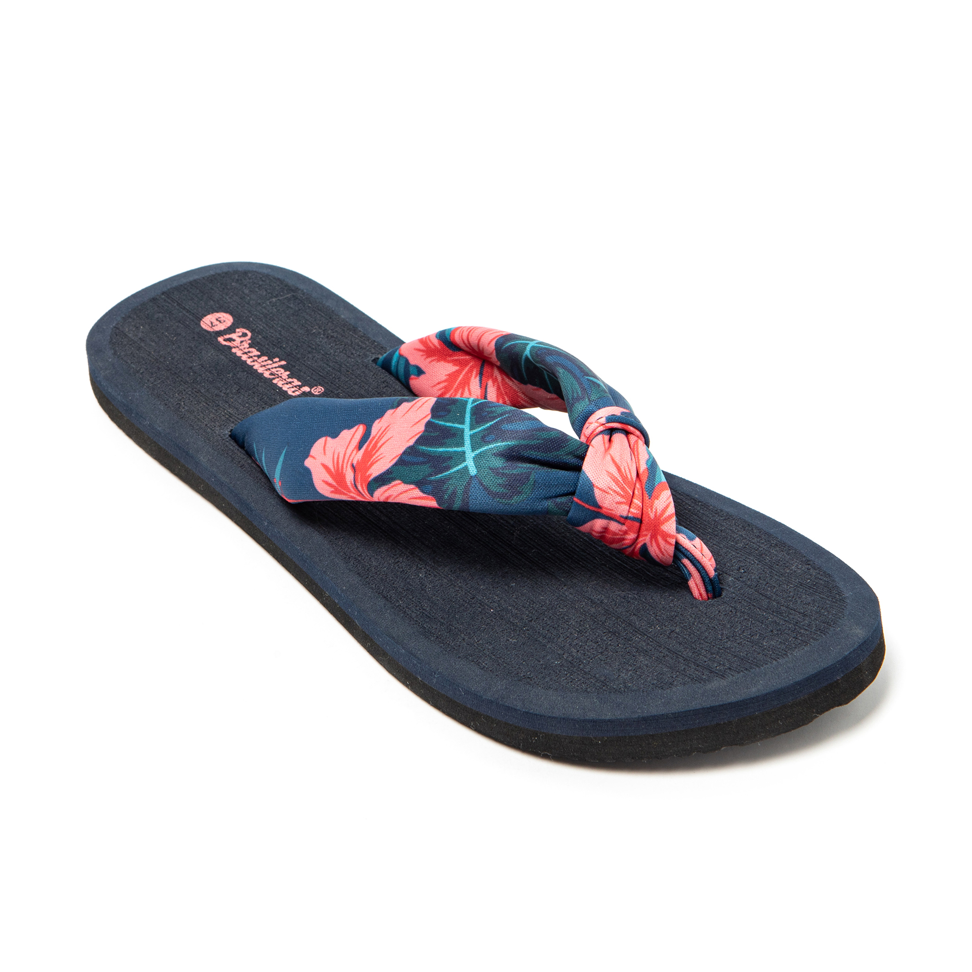 Sandalias de Mujer BRASILERAS Hibiscus Nudo con Tira Floral y Suela de Goma Antideslizante para Playa y Piscina