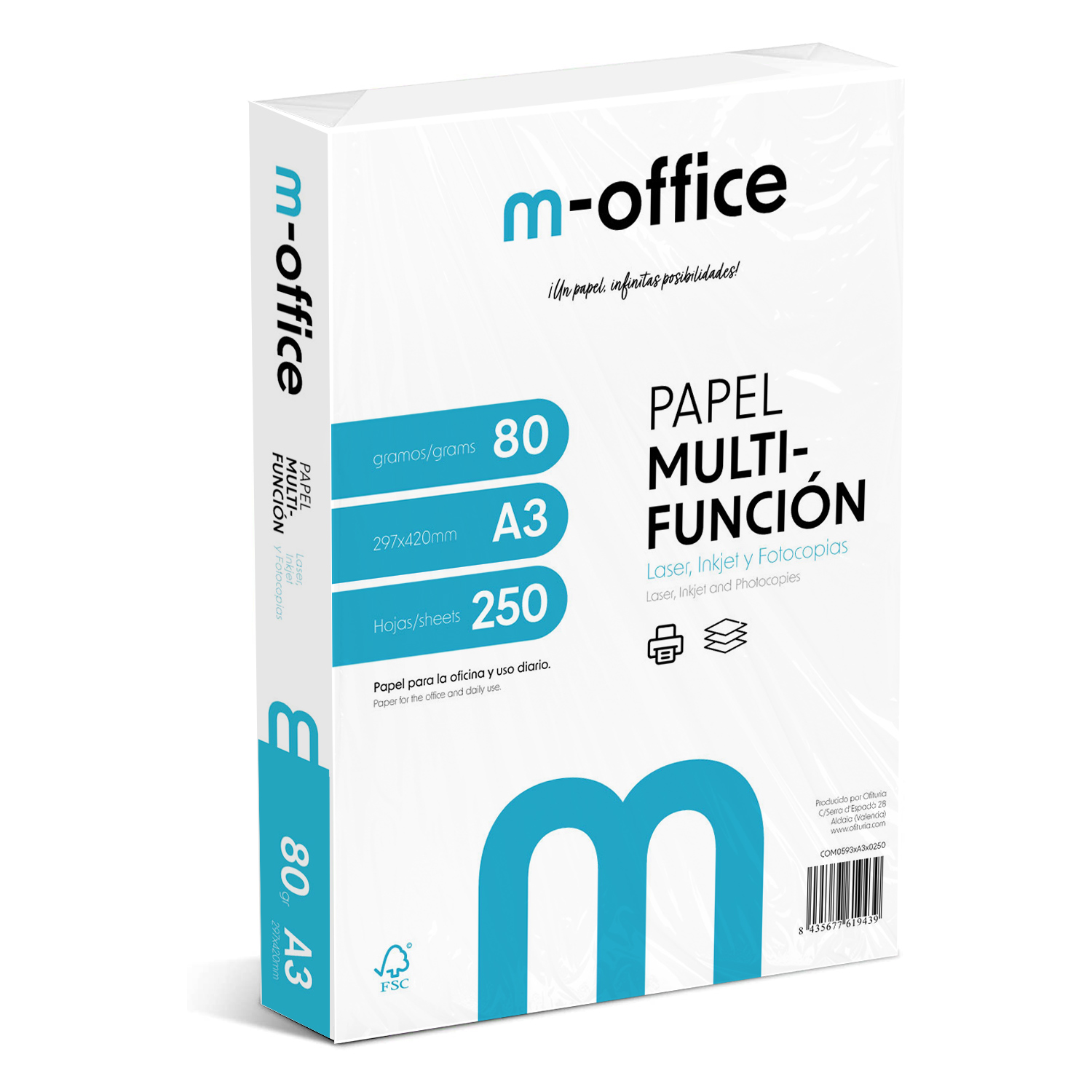Folios A3/A4/A5 Diferentes Gramajes y Cantidades, Papel Multiusos para Impresora Inkjet, Láser y Fotocopiadora · m-Office
