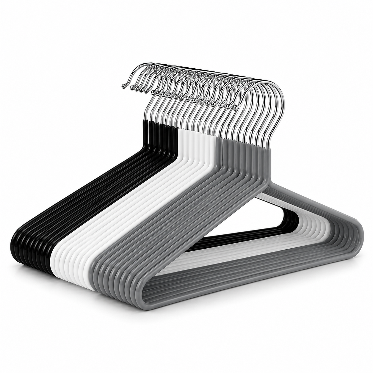 Perchas de Alambre Antideslizante 40 x 20 cm para Armario, 25 o 50 Unidades, Negro Blanco Gris, Surtido Multicolor o Mix Negro Blanco Gris