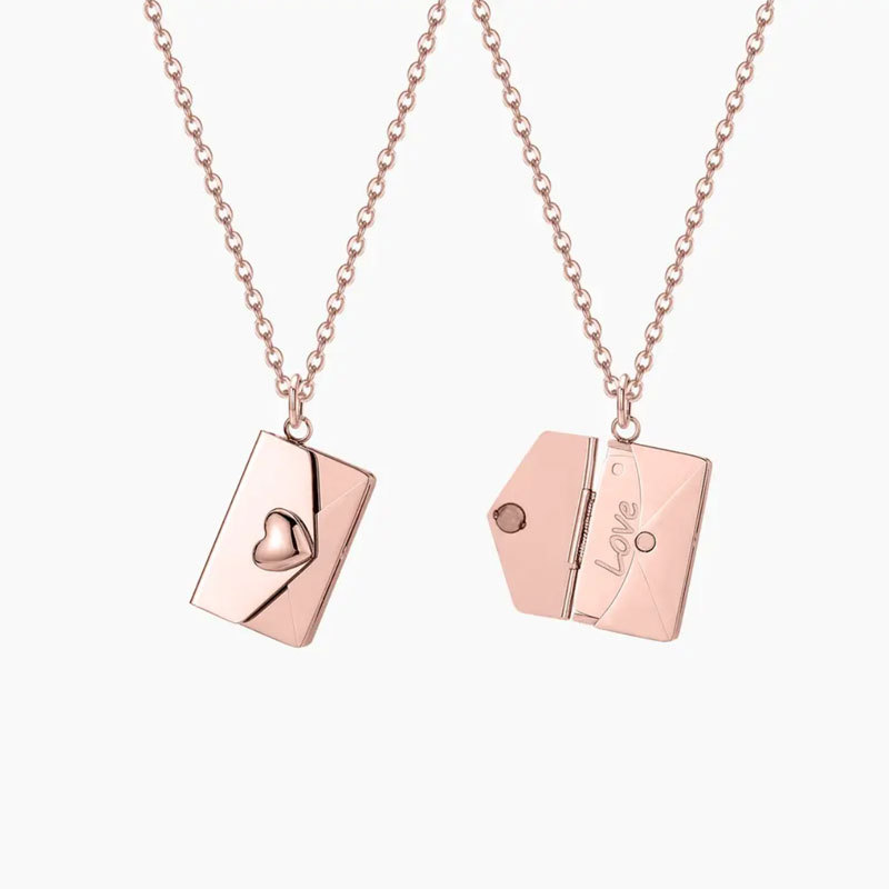 Collar sobre con letra de amor para mujer: libro de corazón de acero inoxidable, joyería con medallón abierto, joyería para el día de la madre, regalos para el día de San Valentín para mamá