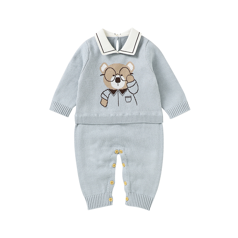 TK Bebé Rompers De Algodón Con Estampado De Oso Larga Manga Para Niños Y Niñas Nuevos Bodysuit De Primavera Y Otoño 0-18M