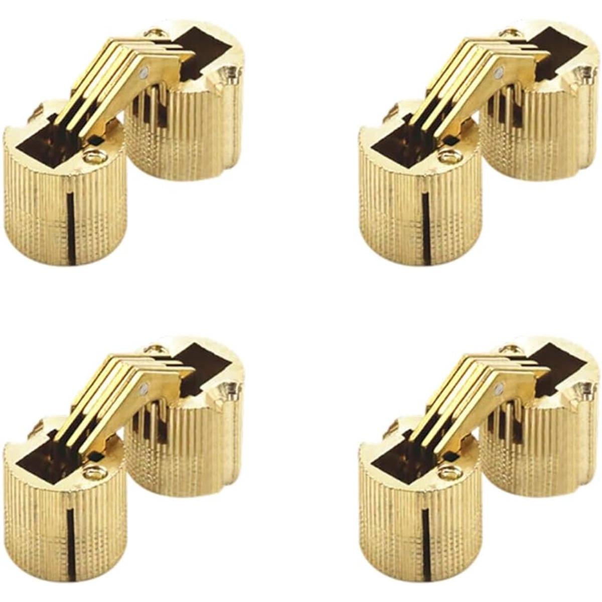 4 piezas - Bisagra oculta - 10 x 22 mm - Bisagra cilíndrica - Bisagra oculta para caja - Ángulo de apertura 180° - Latón - Ideal para cajas de joyería, cajas de regalo y encimeras hechas a mano.