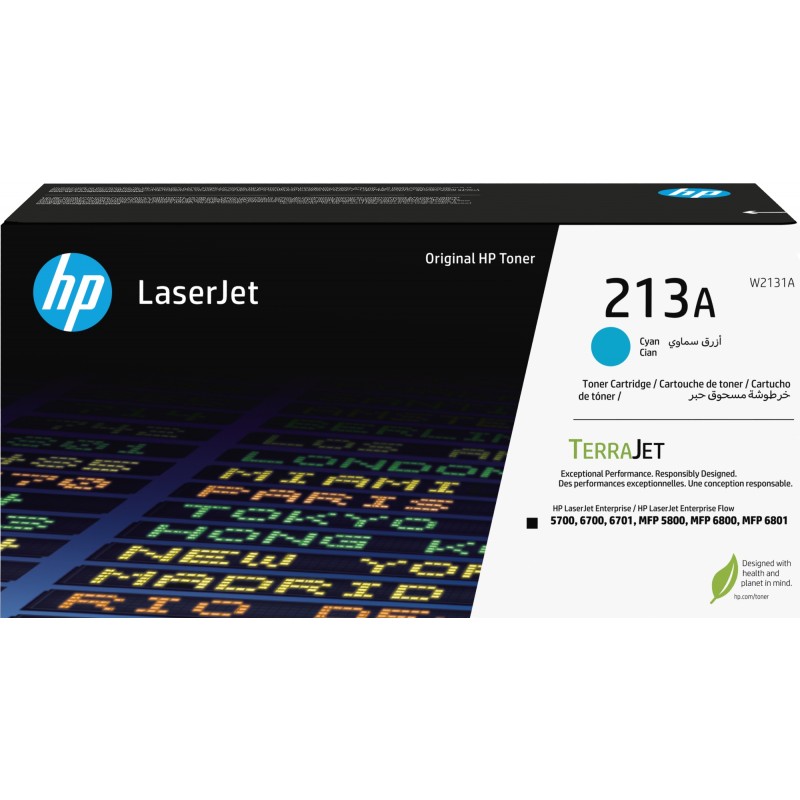 HP - Cartucho de tóner Original LaserJet 213A cian W2131A
