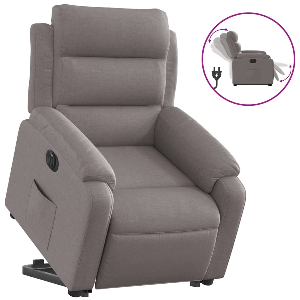 vidaXL Sillón eléctrico reclinable elevable de tela gris taupe