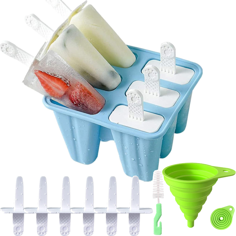 TK Molde De Helado De Silicona Con 12-6 Cavidades Lanzador De Palitos Reutilizables Y Cepillo De Limpieza Fácil De Lanzamiento BPA FREE