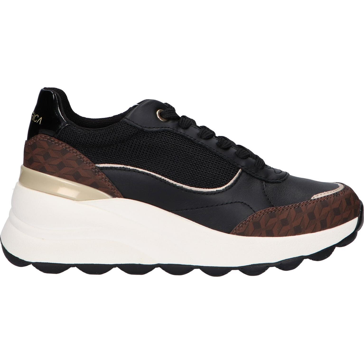 Geox D45WAA 085AS D SPHERICA C9999 BLACK women's shoes with cushioned insole, flexible non-slip sole, and imitation leather upper, perfect for comfortable outdoor wear and casual style.