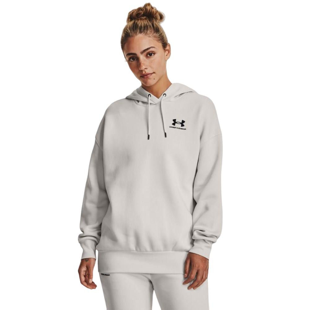 Sudadera Under Armour Essential Flc Blanco Hoodie 1379495-114