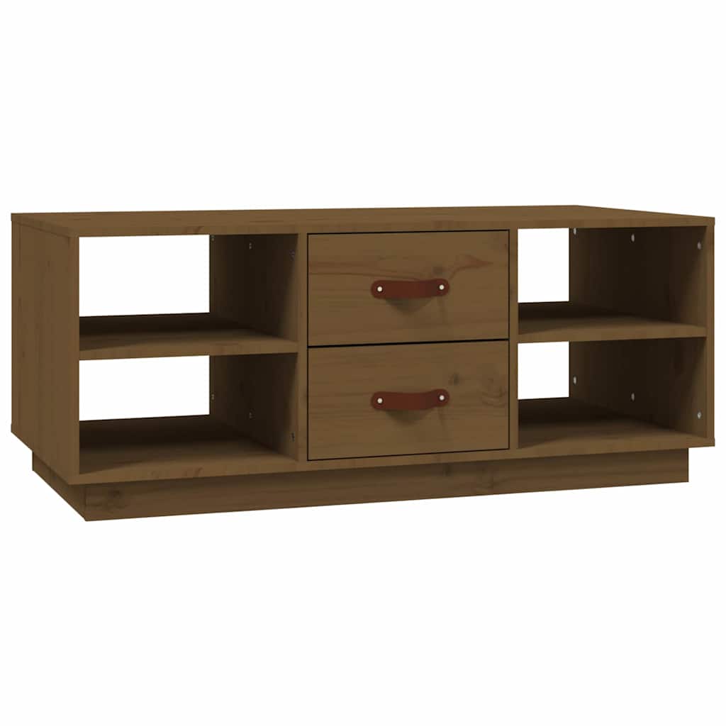vidaXL Mesa de centro de madera maciza de pino 100x50x41 cm Multicolor