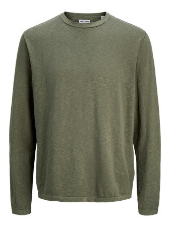 Jack & Jones - Jersey de punto manga larga color oliva para hombre, versátil y cómodo para oficina o fin de semana