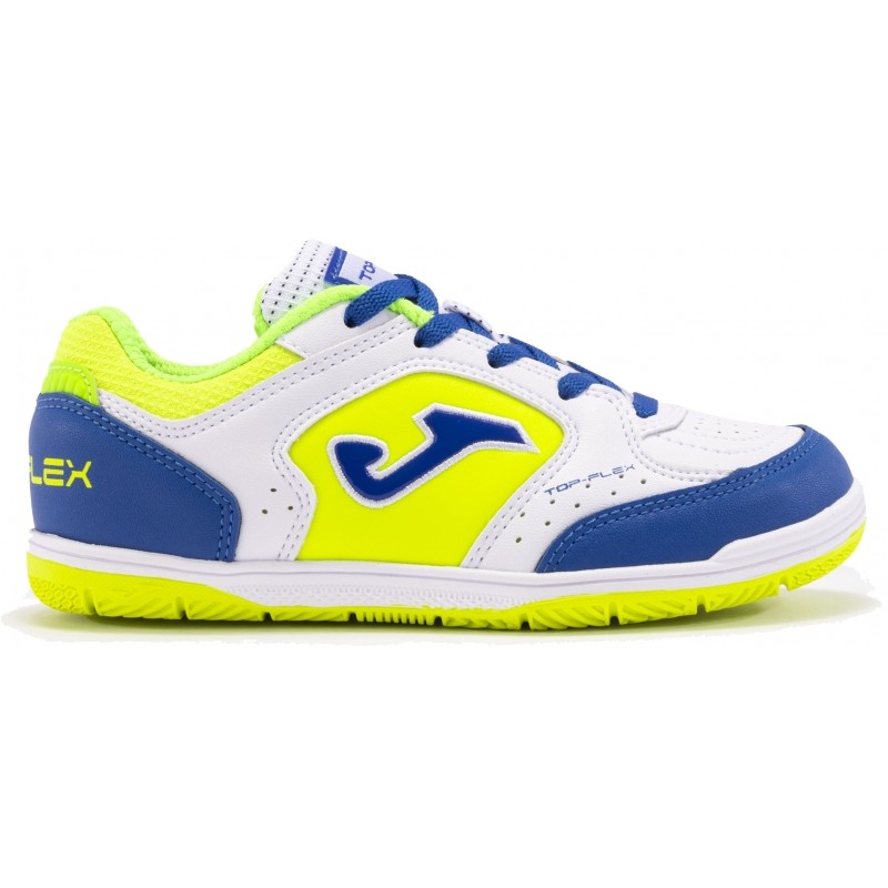 JOMA FÚTBOL SALA TOP FLEX JR 2402 COLOR BLANCO CON AZUL Y VERDE