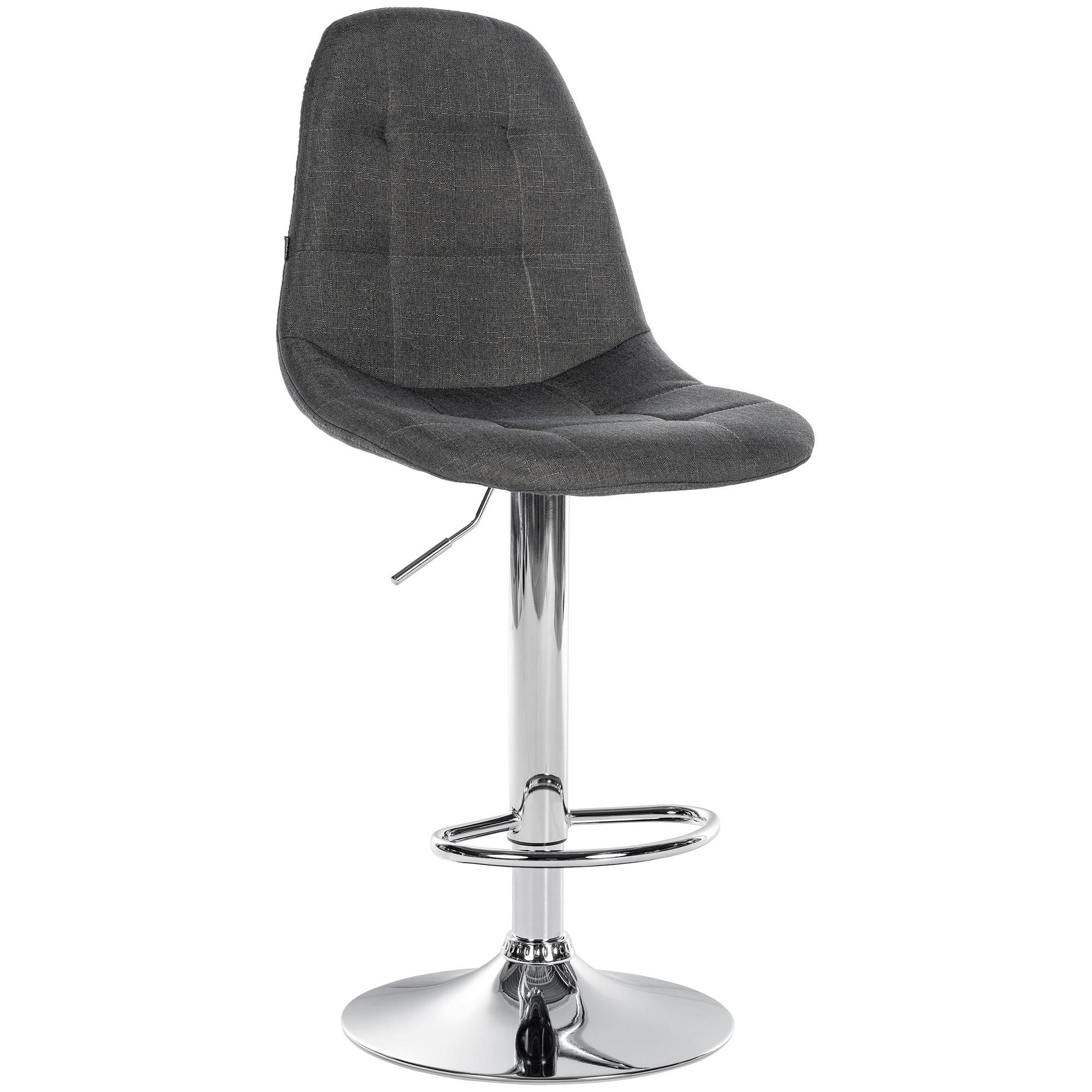 Taburete de bar Elmore de tela Gris oscuro,Metal cromado